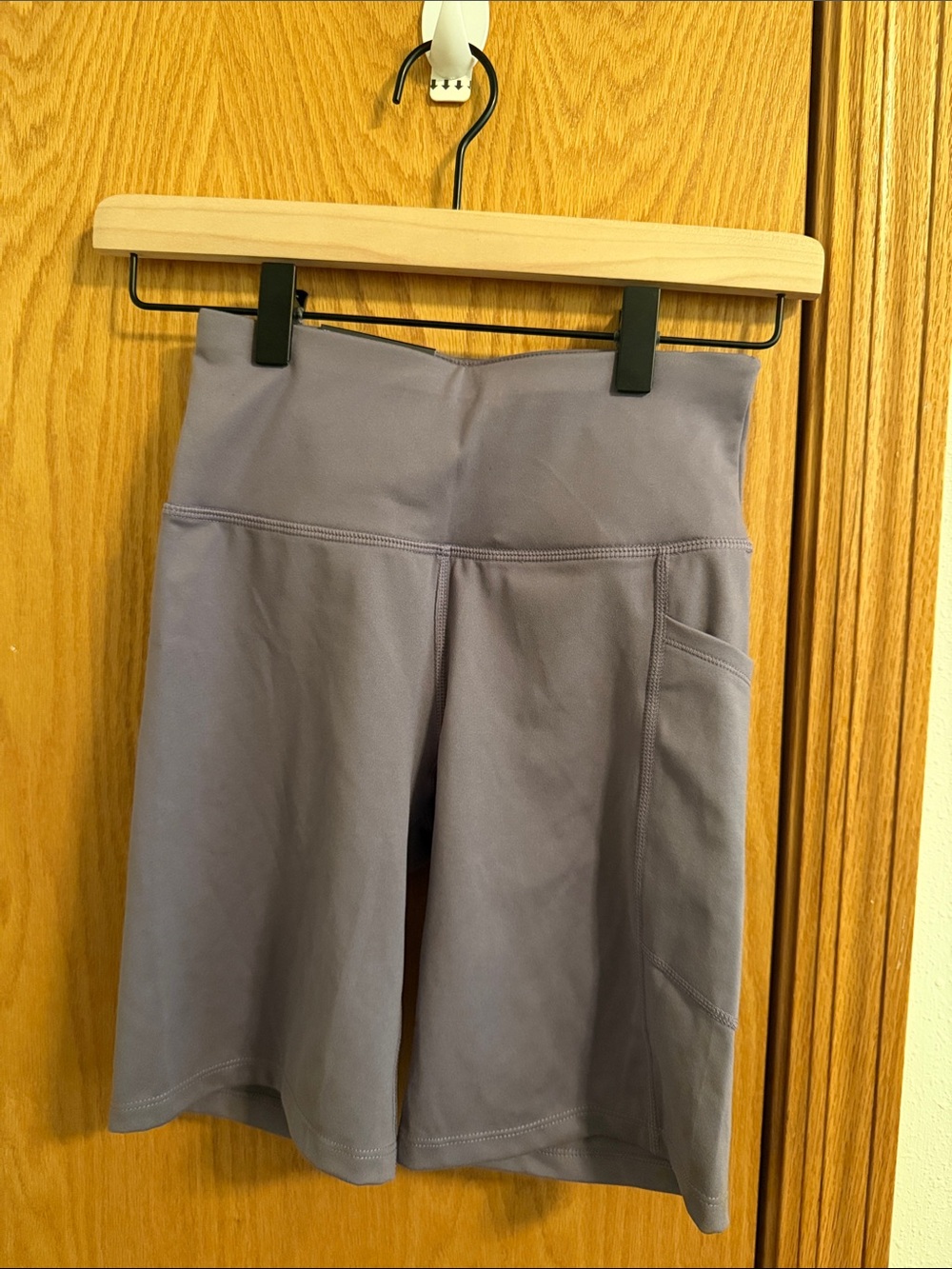 DKNY Lavender-Gray High-Rise Bike Shorts with Side Pocket